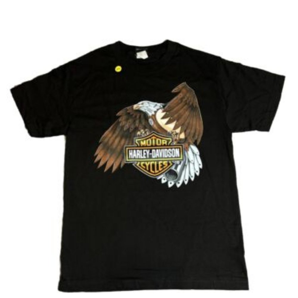 Harley Davidson Motorcycle Men's Big Eagle Short Sleeve Brown Shirt‎ Size Small
